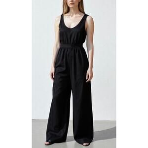 2/$15 Max Studio Wide Leg Jumpsuit Black Sleeveless One Piece Size XS
